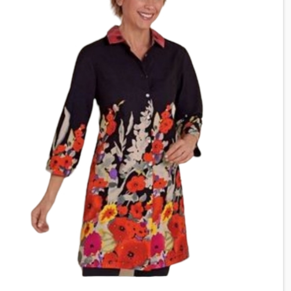 Soft Surroundings Bold Floral Tunic Sz PXL Multico - Picture 1 of 10